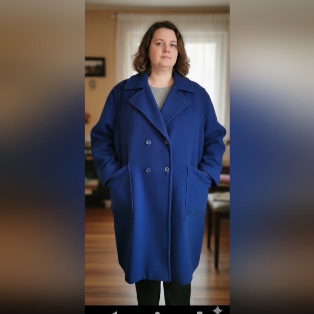 NEW Italian Long double breast wool coat 3XL